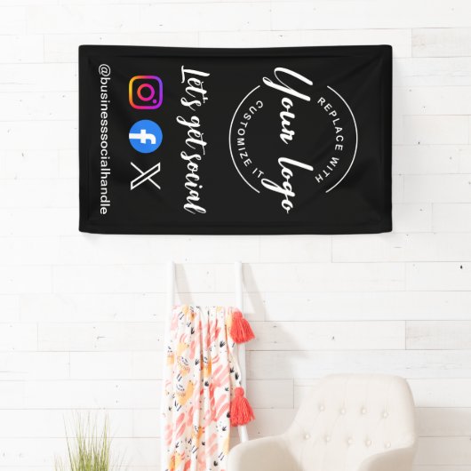 ソーシャルメディアのWebサイトのロゴを取得カスタムする 横断幕 (インサイチュ)