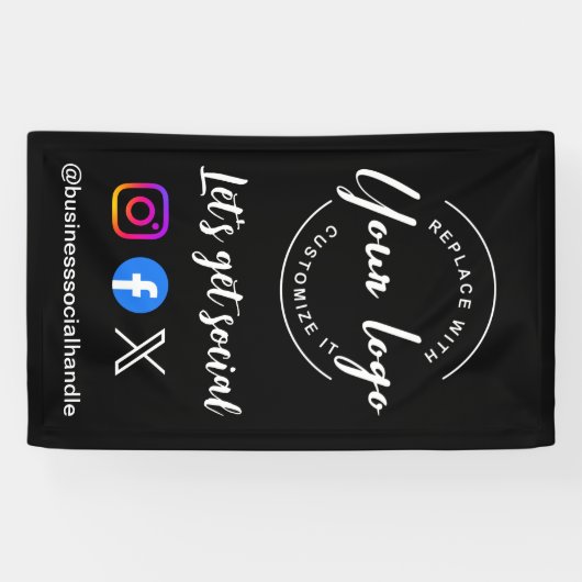 ソーシャルメディアのWebサイトのロゴを取得カスタムする 横断幕 (横)