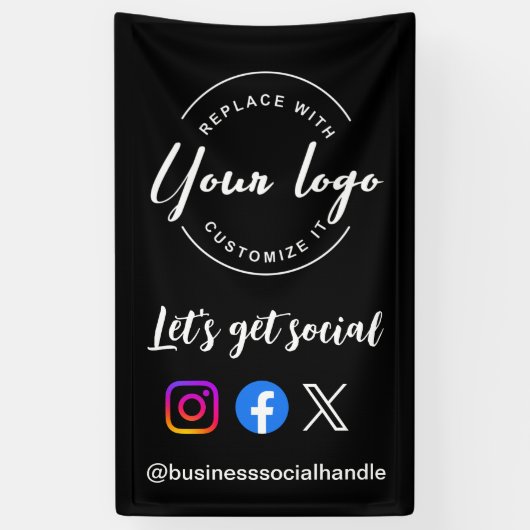 ソーシャルメディアのWebサイトのロゴを取得カスタムする 横断幕 (縦)