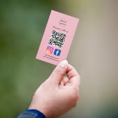 ソーシャルメディアへの参加Facebook InstagramピンクQRコード 名刺