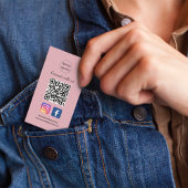 ソーシャルメディアへの参加Facebook InstagramピンクQRコード 名刺