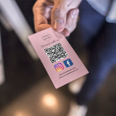 ソーシャルメディアへの参加Facebook InstagramピンクQRコード 名刺