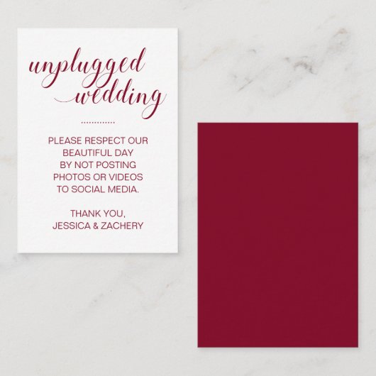 ソーシャルメディアへの投稿結婚禁止 プレイスカード (正面/裏面)