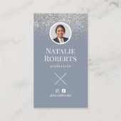 ソーシャルメディアほこりっぽい青いQRコード写真を追加 名刺 (正面)