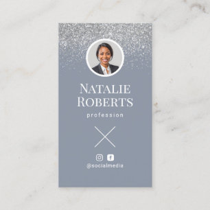 ソーシャルメディアほこりっぽい青いQRコード写真を追加 名刺