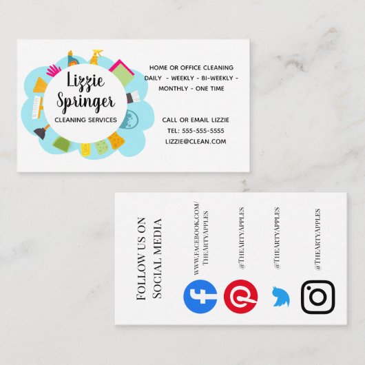 ソーシャルメディアをきれいに掃除する 名刺 (正面/裏面)