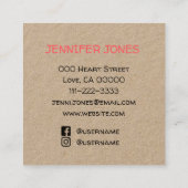 ソーシャルメディアを使って手作りのハートを好む スクエア名刺 (裏面)