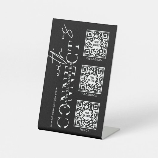 ソーシャルメディアを接続するための最小限のスキャン3 QRコード 台座サイン (正面)