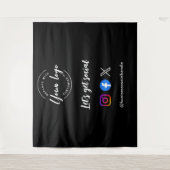 ソーシャルメディアアイコンカスタムロゴ タペストリー (正面)