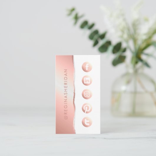 ソーシャルメディアアイコンバラ金ゴールドモダンエレガント贅沢 名刺 (スタンド正面)