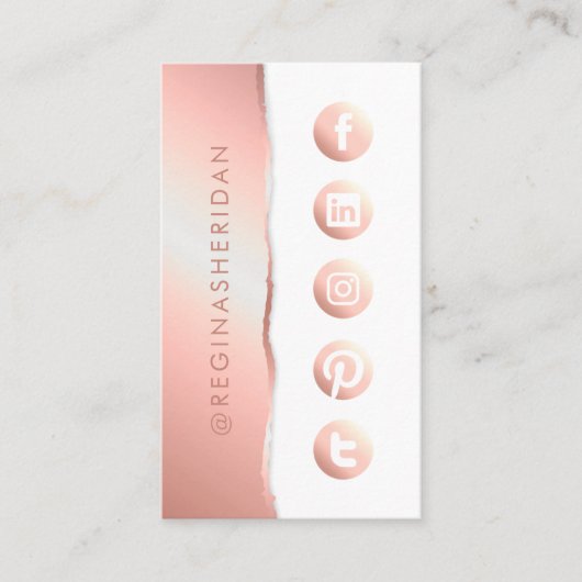 ソーシャルメディアアイコンバラ金ゴールドモダンエレガント贅沢 名刺 (正面)