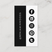 ソーシャルメディアアイコン白黒ミニマルモダンリスト 名刺 (正面)