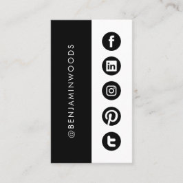 ソーシャルメディアアイコン白黒ミニマルモダンリスト 名刺