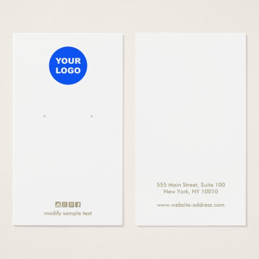 ソーシャルメディアアイコン追加ロゴイヤリングディスプレイカード (正面&裏面)