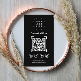 ソーシャルメディアアイコンQRコードブラック 名刺