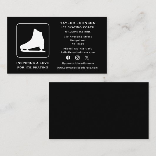 ソーシャルメディアアイススケートで滑るインストラクタースポーツコーチ 名刺 (正面/裏面)