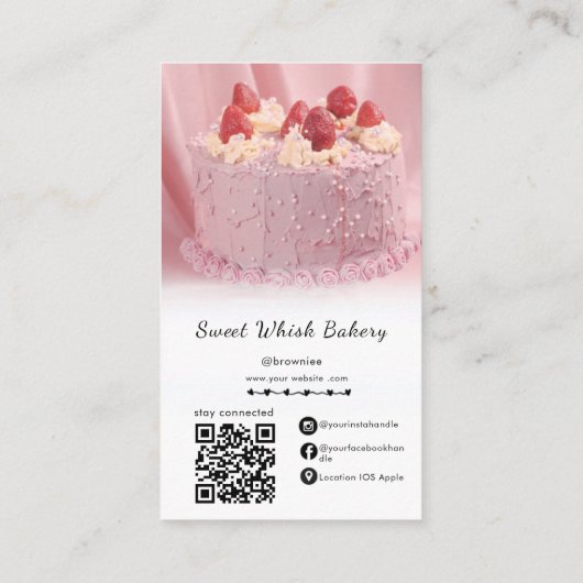 ソーシャルメディアインスタグラムキュートピンクベーカリー 名刺 (裏面)