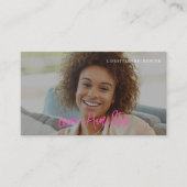 ソーシャルメディアインフルエンサー写真QRコードピンク 名刺 (正面)