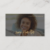 ソーシャルメディアインフルエンサー写真qrコードブラック金ゴールド 名刺 (正面)