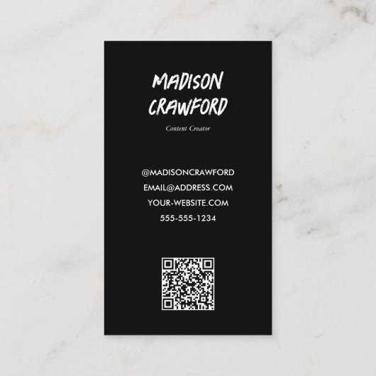 ソーシャルメディアインフルエンサーQRコード 名刺 (裏面)