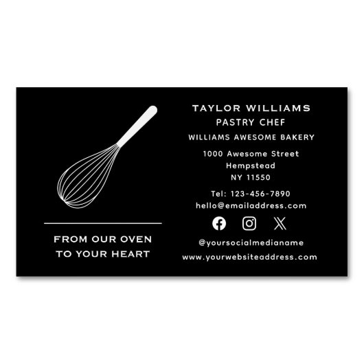 ソーシャルメディアウィスクベイカーベーカリーベイクショップケータリング マグネット名刺 (正面)