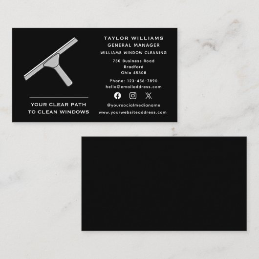 ソーシャルメディアウィンドウクリーナー洗浄クリーン 名刺 (正面/裏面)