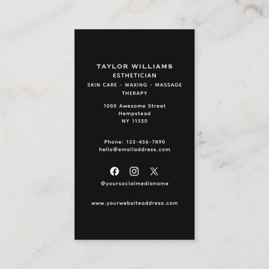 ソーシャルメディアエステティシャンスキンケアハンズスターズおもしろい 名刺 (裏面)