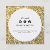 ソーシャルメディアサークル縁どブラックシック金ゴールドグリッター スクエア名刺 (裏面)