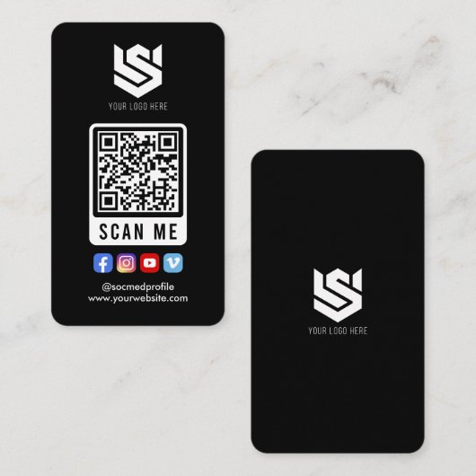 ソーシャルメディアスキャンMe QRコードロゴモダンシンプル 名刺 (正面/裏面)