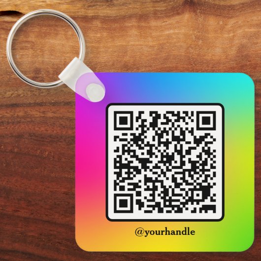 ソーシャルメディアスクエアQRコードアルミニウムパーソナライズされた キーホルダー (正面)