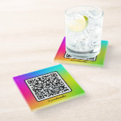ソーシャルメディアスクエアQRコードグラデーションカスタム ガラスコースター (アングル)