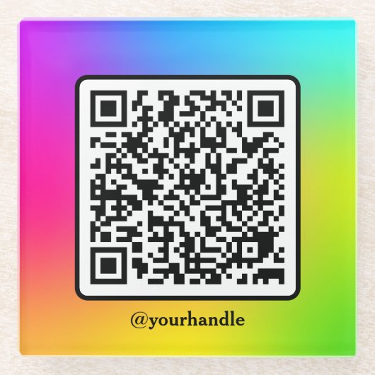ソーシャルメディアスクエアQRコードグラデーションカスタム ガラスコースター (正面)