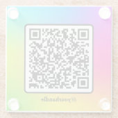 ソーシャルメディアスクエアQRコードグラデーションカスタム ガラスコースター (裏面)