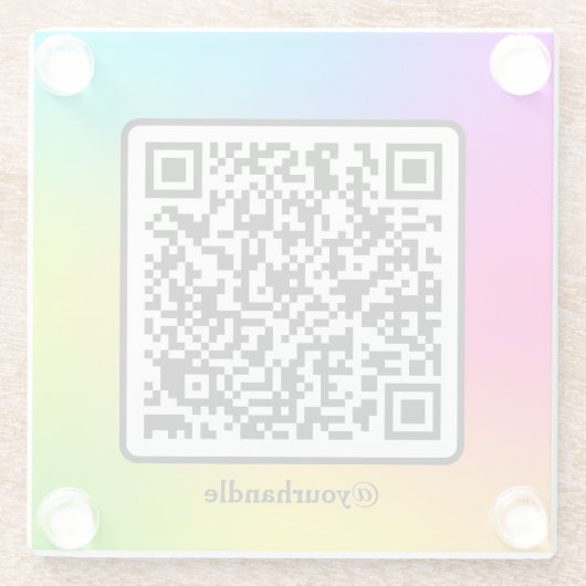 ソーシャルメディアスクエアQRコードグラデーションカスタム ガラスコースター (裏面)