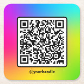 ソーシャルメディアスクエアQRコードグラデーションカスタム スクエアペーパーコースター (正面)