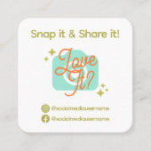 ソーシャルメディアスナップと共有、QRコード スクエア名刺 (正面)