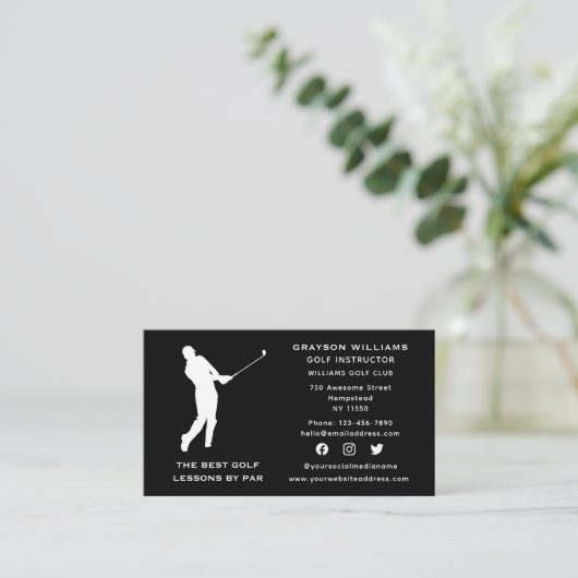 ソーシャルメディアスポーツコーチ男性ゴルフプロインストラクター 名刺 (スタンド正面)