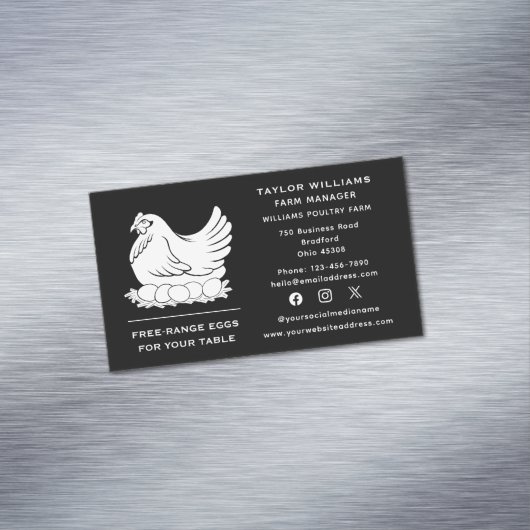ソーシャルメディアチキンエッグファーム農家ファームハウス マグネット名刺 (インサイチュ)