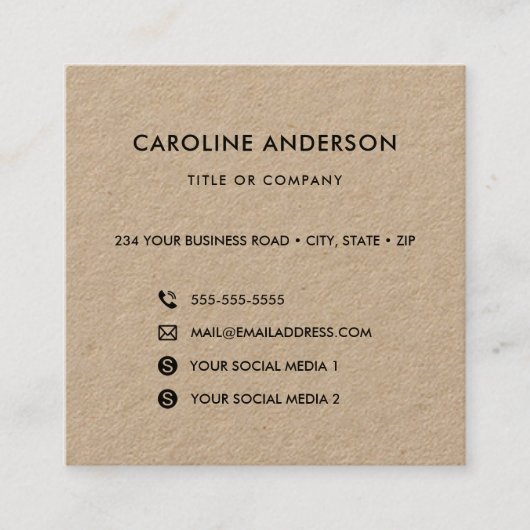 ソーシャルメディアネットワーク素朴なクラフト スクエア名刺 (正面)
