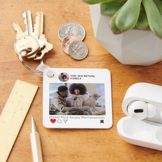 ソーシャルメディアノベルティ写真と文字テンプレート キーホルダー (デスク)