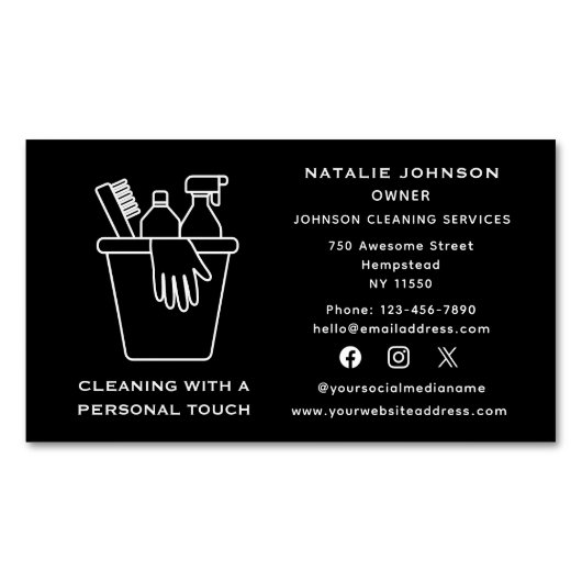 ソーシャルメディアハウス清掃サービス清掃員 マグネット名刺 (正面)