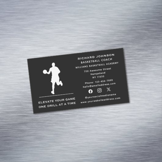 ソーシャルメディアバスケットボールコーチインストラクタースポーツ マグネット名刺 (インサイチュ)