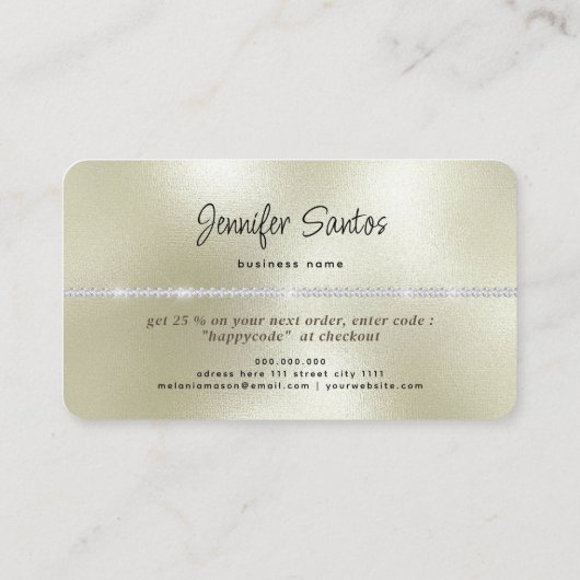 ソーシャルメディアビジネスモダン金ゴールドダイヤサンキューモンド 名刺 (裏面)