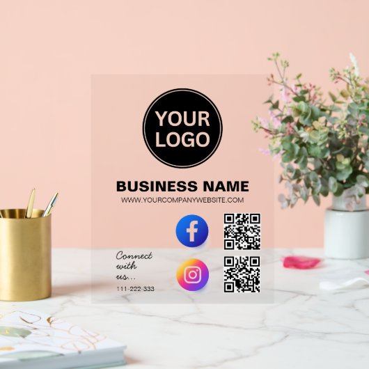 ソーシャルメディアビジネスロゴに接続 アクリルサイン (ウェディング)