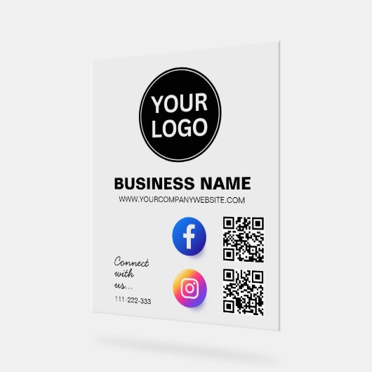 ソーシャルメディアビジネスロゴに接続 アクリルサイン (傾斜)