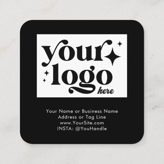 ソーシャルメディアビジネスロゴQRコードブラックシンプル スクエア名刺 (裏面)