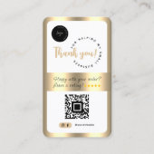 ソーシャルメディアビジネスQRコードロゴありがとう金ゴールド 名刺 (正面)