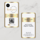 ソーシャルメディアビジネスQRコードロゴありがとう金ゴールド 名刺 (正面/裏面)