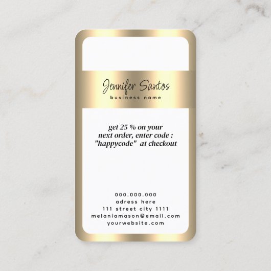 ソーシャルメディアビジネスQRコードロゴありがとう金ゴールド 名刺 (裏面)