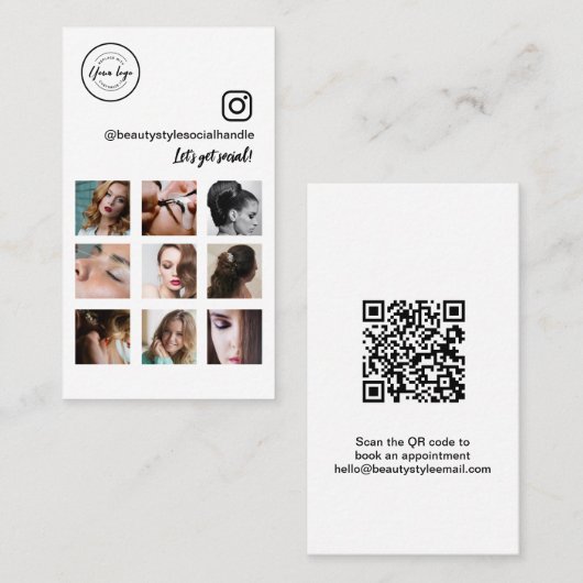 ソーシャルメディアビューティーサロンインスタグラム写真 名刺 (正面/裏面)